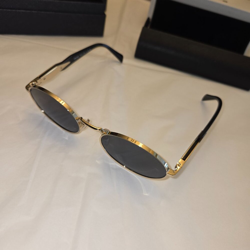 Prada Sunglasses Sunnies PR 65ZS ZVN09T Pale gold 55-20-140 Metal Front - Picture 11 of 14